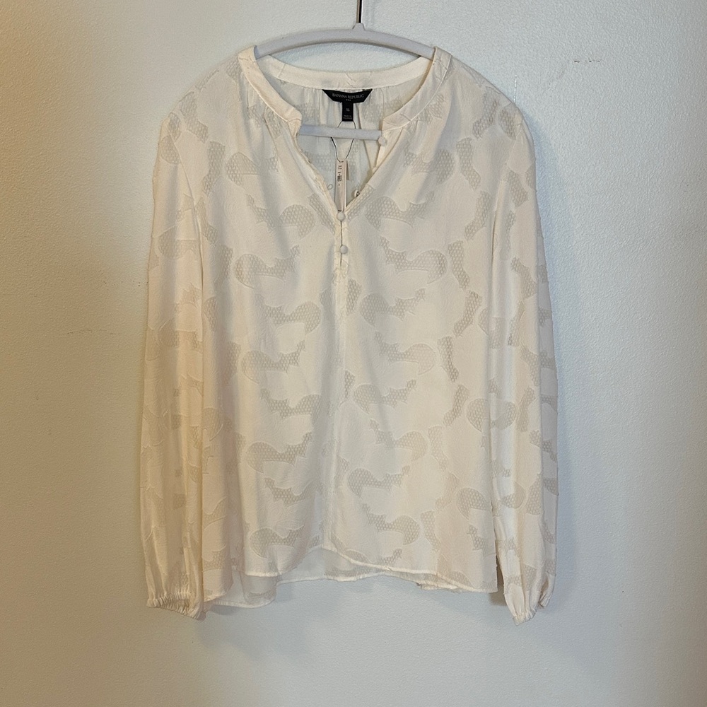Banana Republic Cream Blouse with Mesh